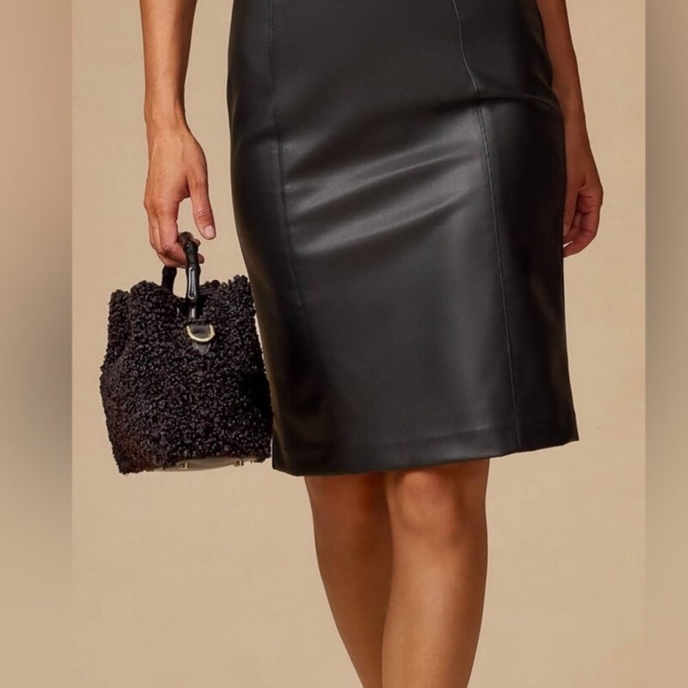 J. McLaughlin Fiona Mini Handbag Black Textured Shoulder Bag with Plush Exterior